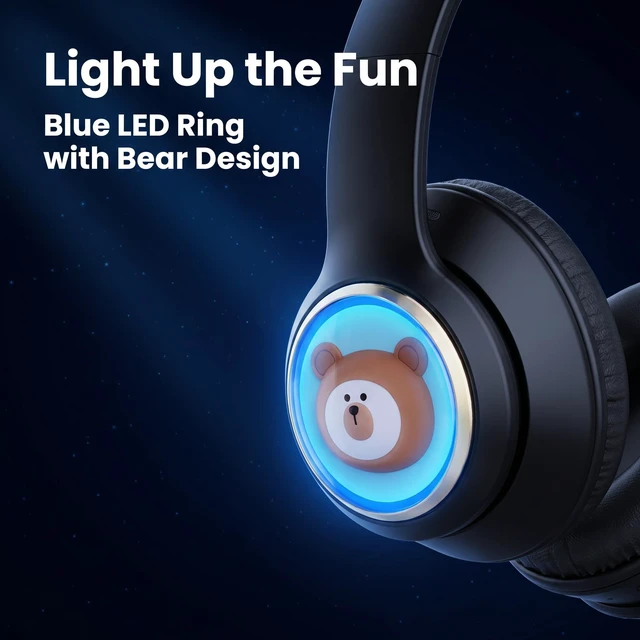 Alt view image 4 of 5 - YLFASHION Kids Bluetooth Headphones with Colorful LED Lights, Wireless Over Ear Headset with 85/115dB Safe Volume, 20H Playtime, AUX Cable for Travel & Online Learning