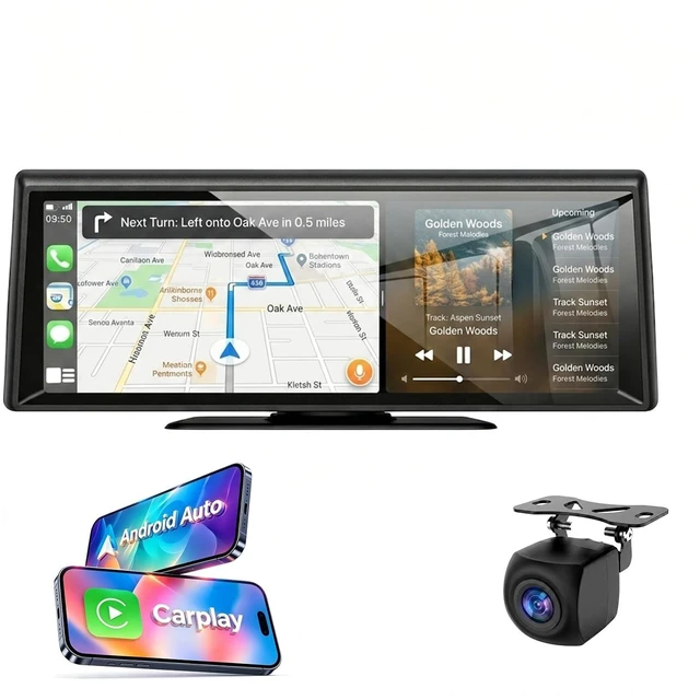 Main image of 8.1" Portable Wireless CarPlay Stereo with 2K Dash Cam & 1080P Backup Cam