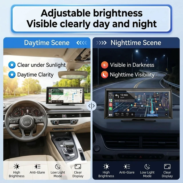 Alt view image 5 of 5 - 8.1" Portable Wireless CarPlay Stereo with 2K Dash Cam & 1080P Backup Cam