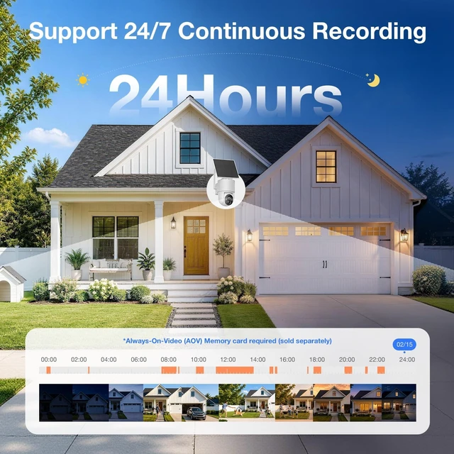 Alt view image 3 of 5 - Tical Wireless Security Camera Outdoor, 4MP Solar Outdoor Security Camera, 24/7 Continuous Recording, 2.4GHz WiFi, 360 PTZ, Color Night Vision, PIR Motion Alerts, 2-Way Audio, White
