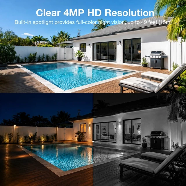 Alt view image 5 of 5 - Tical Wireless Security Camera Outdoor, 4MP Solar Outdoor Security Camera, 24/7 Continuous Recording, 2.4GHz WiFi, 360 PTZ, Color Night Vision, PIR Motion Alerts, 2-Way Audio, White