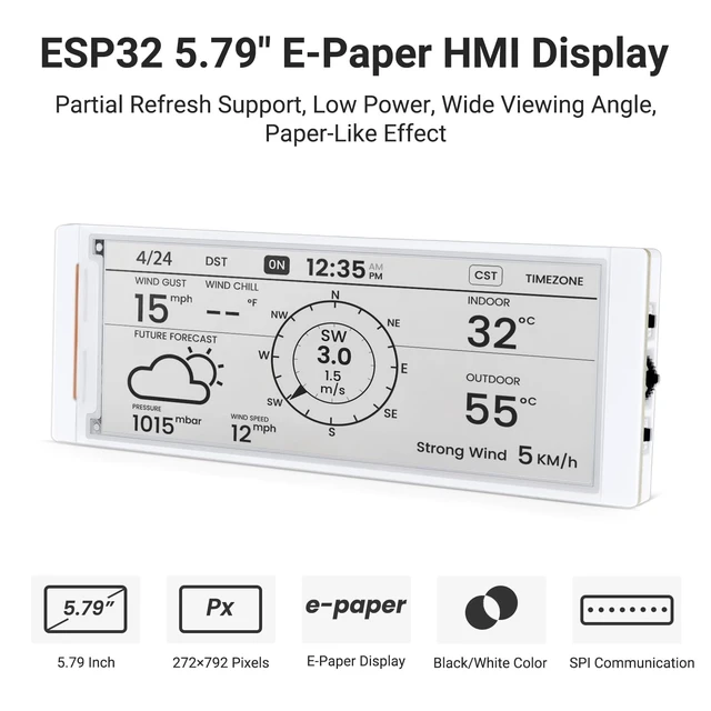 Alt view image 2 of 5 - IoTeikXgo 5.79 Inch E-Ink Display with ESP32-S3 Development Board