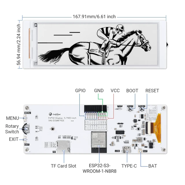 Alt view image 3 of 5 - IoTeikXgo 5.79 Inch E-Ink Display with ESP32-S3 Development Board