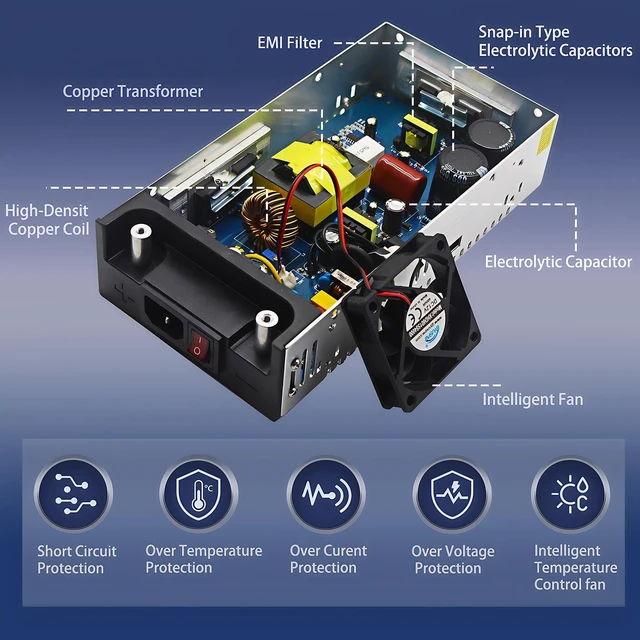 Alt view image 3 of 3 - 110V AC to DC 12V Converter 120V to 12V 30A 360W Power Supply