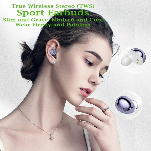 Alt view image 4 of 5 - DHBY Sport Earbuds Headphone with Mic 2 in 1 Multifunctional Earpiece TWS (True Wireless Stereo) in-Ear Headset HiFi Sound Noise Reduction Painless Firm Wear Earphone-in Ear Earbud Purple