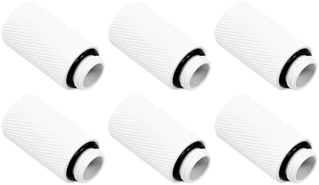 Main image of Dracaena.io 6-Pack G1/4 Extender Fitting 30mm, M-F, White, Brass