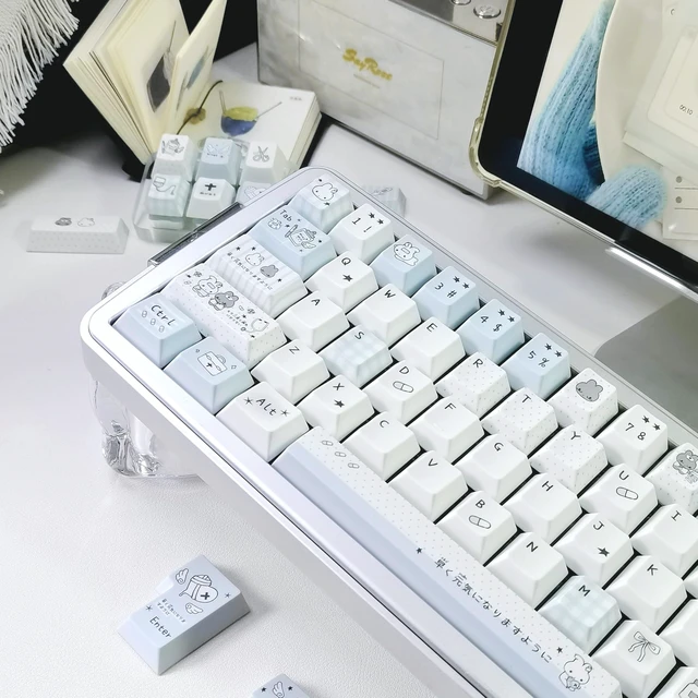 Alt view image 3 of 5 - COOMICKEY Cute Rabbit Theme PBT Keycaps, Blue Key Cap for MX Switches