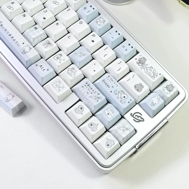 Alt view image 4 of 5 - COOMICKEY Cute Rabbit Theme PBT Keycaps, Blue Key Cap for MX Switches