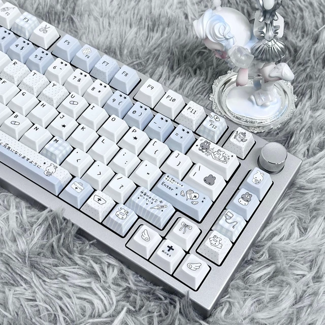 Alt view image 5 of 5 - COOMICKEY Cute Rabbit Theme PBT Keycaps, Blue Key Cap for MX Switches