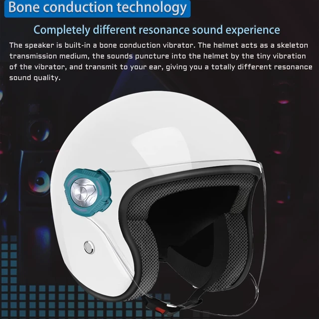 Alt view image 3 of 5 - FANSAISI Motorcycle Bluetooth Bone Conduction Helmet Speaker Wireless Helmet Headphone Headset with DSP Nosie Cancellation Mic IP66 Waterproof (Green)