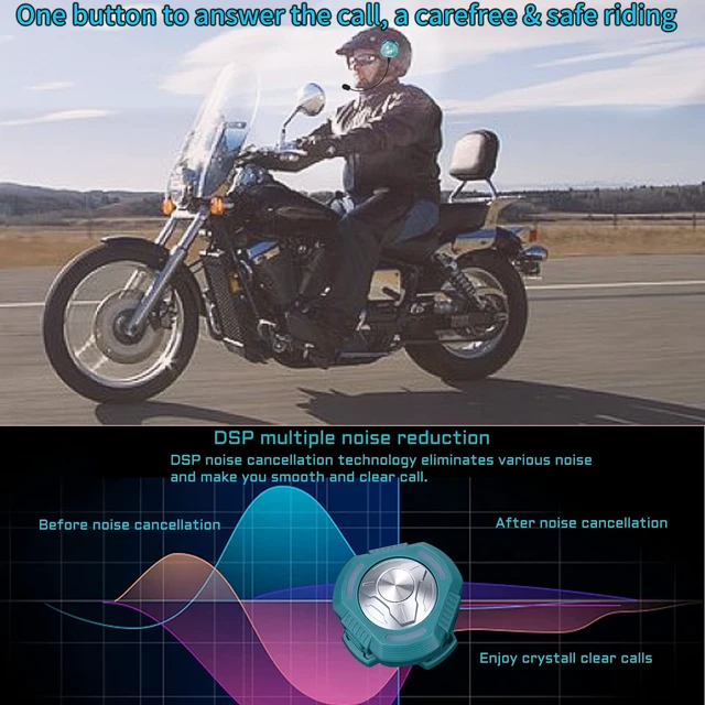 Alt view image 4 of 5 - FANSAISI Motorcycle Bluetooth Bone Conduction Helmet Speaker Wireless Helmet Headphone Headset with DSP Nosie Cancellation Mic IP66 Waterproof (Green)