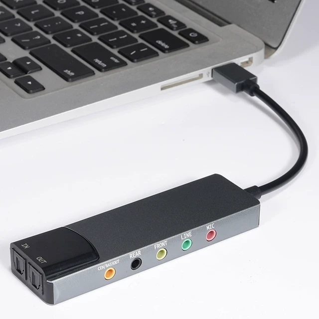 Main image of LAISANIM USB External Sound Card Adapter with Optical Input Output, Audio Interface with 5.1 7.1 Channel Noise Reduction, Plug and Play for PC, Laptop (Aluminum Alloy)