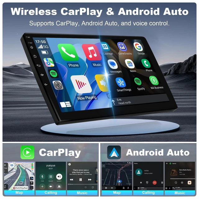 Alt view image 3 of 5 - 9 Inch IPS Touchscreen Linux Car Stereo for Toyota Tacoma 2005-2013 with Wireless CarPlay & Android Auto Car Radio, Support Bluetooth, FM Radio, Backup Camera, SWC, Dual USB