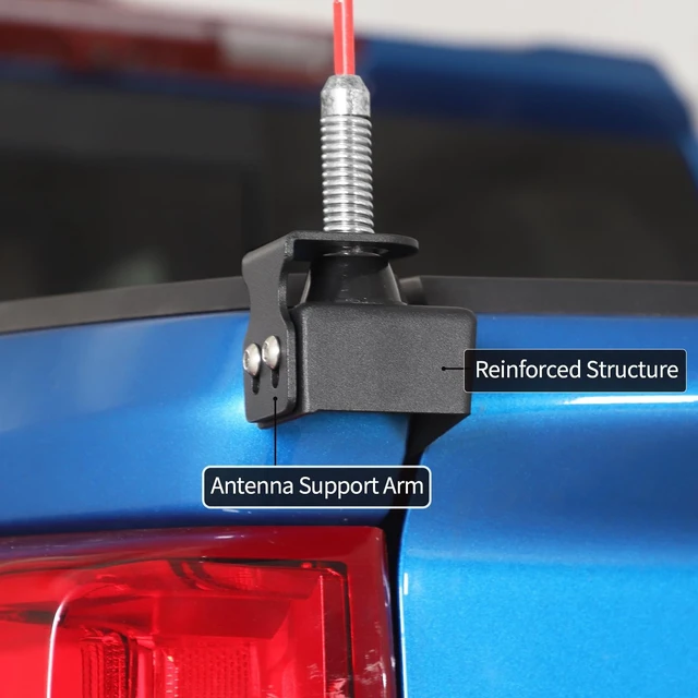 Alt view image 4 of 5 - Linskip Heavy Duty CB Antenna Mast Mount Compatible with 2019-2026+ Chevrolet Silverado & GMC-Sierra 1500 & 2020-2026+ 2500HD 3500HD, Tailgate CB & Whip Bracket, Exterior Accessories(Driver Side)