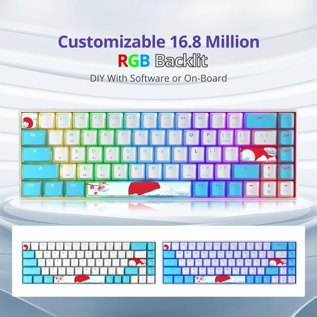 Alt view image 2 of 5 - Mosptnspg 65% Mini Wired Keyboard RGB Blacklit for Office Gaming (68 sea)
