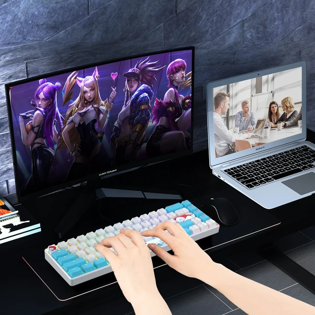 Alt view image 5 of 5 - Mosptnspg 65% Mini Wired Keyboard RGB Blacklit for Office Gaming (68 sea)