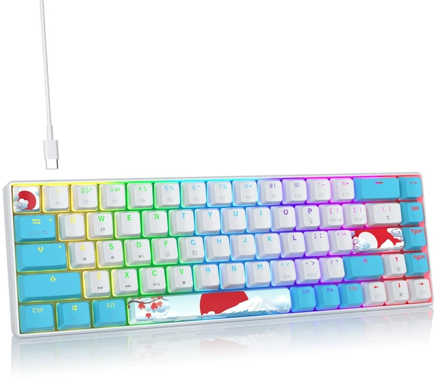 Main image of Mosptnspg 65% Mini Wired Keyboard RGB Blacklit for Office Gaming (68 sea)