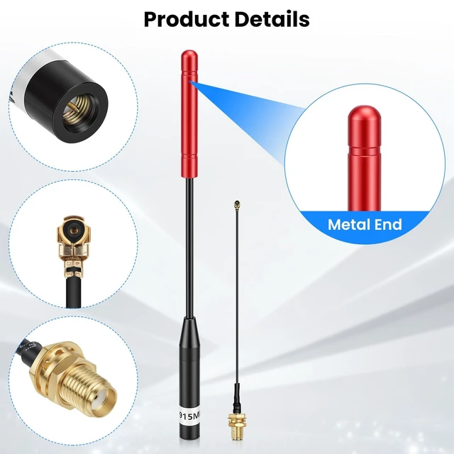 Alt view image 2 of 5 - 915MHz LoRa Antenna, Whip Antenna 20cm, Meshtastic 10dBi Gain, Red 2Pcs