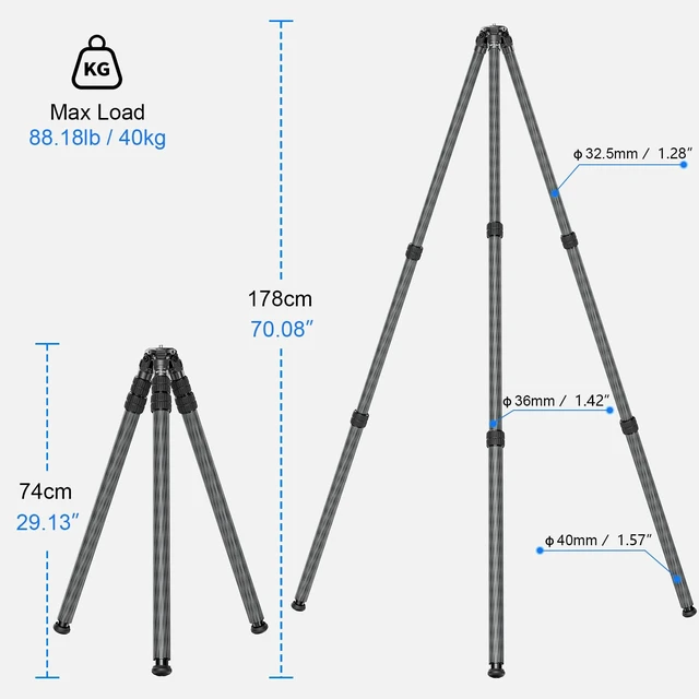 Alt view image 5 of 5 - WEYLLAN GN403 Carbon Fiber Hunting Tripod, 70.08'' Inverted Camera Tripod