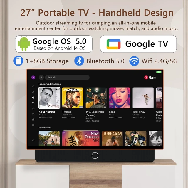Alt view image 5 of 5 - 27" Portable Outdoor TV FHD1080P Smart TV with Carry Case,Dolby Audio,HDR10