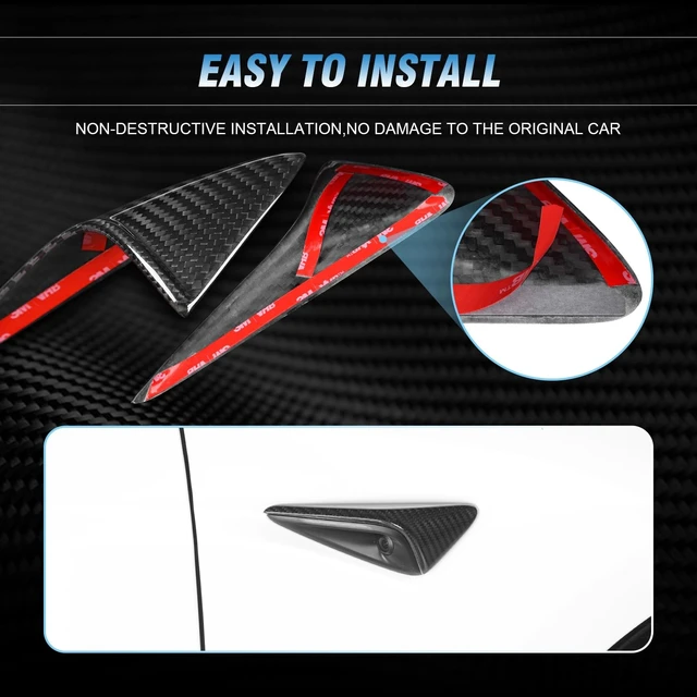 Alt view image 5 of 5 - Leeiion Side Camera Protectionl Cover HW4.0 Compatible with 2025-2026 Model 3/Y(Standard, Premium & Performance) Real Carbon Fiber Side Camera Turn Signal Cover 2PCS(Gloss Carbon Fiber)