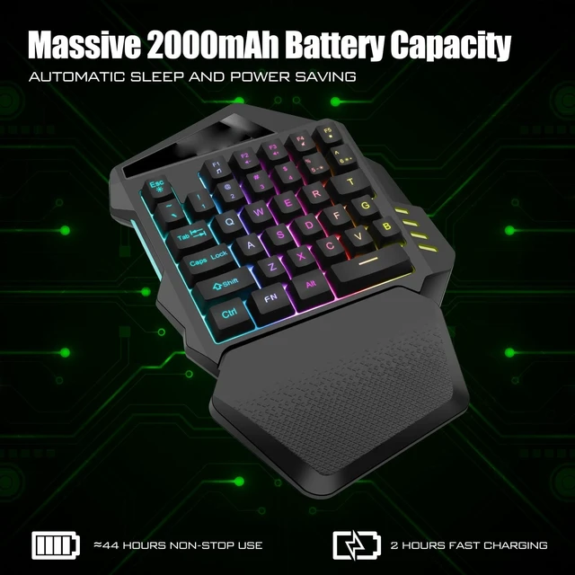 Alt view image 3 of 5 - Diyeeni One-Handed RGB Mechanical Gaming Keyboard, 35Keys Wireless