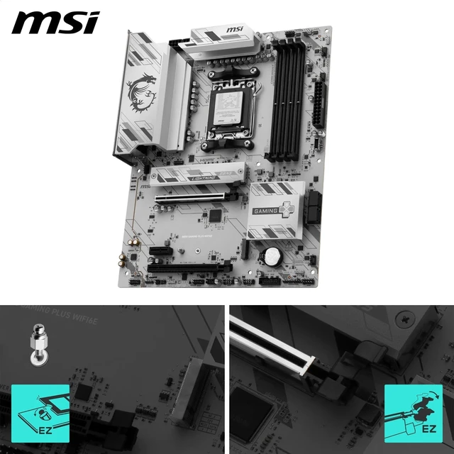 Alt view image 3 of 5 - MSI B850 Gaming Plus WIFI6E Motherboard, ATX - Supports AMD Ryzen 9000/8000 / 7000 Processors, AM5 - DDR5 Memory Boost 8200+ MT/s (OC), PCIe 4.0 x16, M.2 Gen5, Wi-Fi 6E, 2.5G LAN