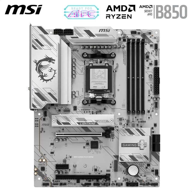 Alt view image 2 of 5 - MSI B850 Gaming Plus WIFI6E Motherboard, ATX - Supports AMD Ryzen 9000/8000 / 7000 Processors, AM5 - DDR5 Memory Boost 8200+ MT/s (OC), PCIe 4.0 x16, M.2 Gen5, Wi-Fi 6E, 2.5G LAN
