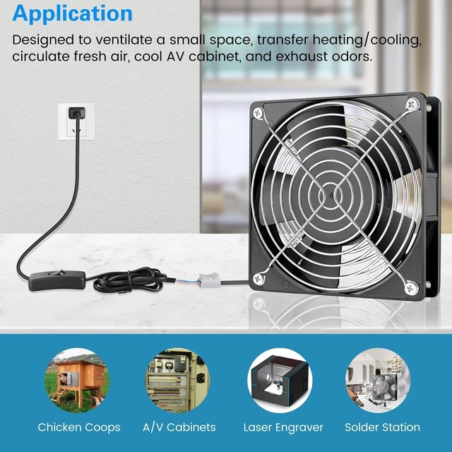Alt view image 2 of 5 - GDSTIME AXIAL 1225 Muffin 120V AC 120mm x 25mm High Speed Dual Ball Bearing