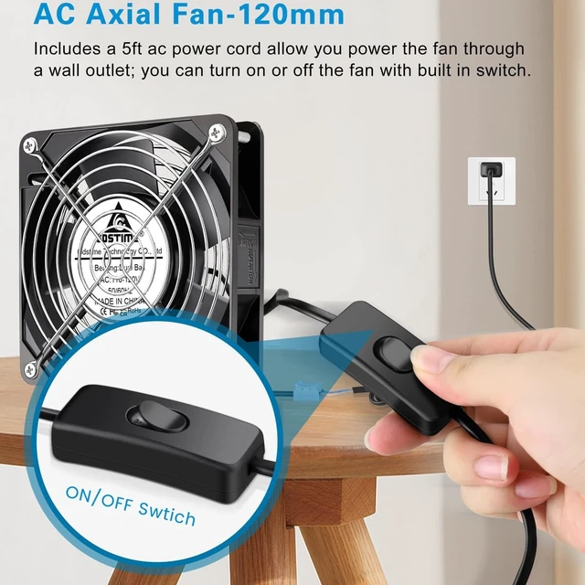 Alt view image 4 of 5 - GDSTIME AXIAL 1225 Muffin 120V AC 120mm x 25mm High Speed Dual Ball Bearing