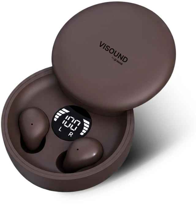 Main image of VISOUND Air VionB Skin Tones Invisible Earbuds for Small Ears - Wireless Bluetooth 5.4, Skin-Matching Mini Stemless Ear Buds, IPX5 Waterproof, Crystal Clear Calls, Discreet for Work (Deep Espre