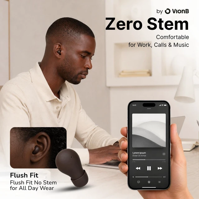 Alt view image 3 of 5 - VISOUND Air VionB Skin Tones Invisible Earbuds for Small Ears - Wireless Bluetooth 5.4, Skin-Matching Mini Stemless Ear Buds, IPX5 Waterproof, Crystal Clear Calls, Discreet for Work (Deep Espre