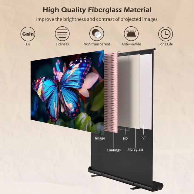 Alt view image 4 of 5 - VISULAPEX 80 inch 16:9 Manual Floor Rising Pull Up Projector Screen Indoor