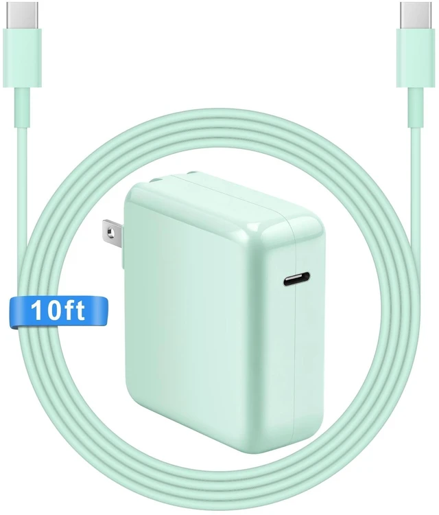 Main image of 10FT Mac Book Pro Air Charger, Long Type C Charging Cable with 96W 87W 61W USB Type C(USB-C) Fast Power Adapter, Compatible with MacBook Air Pro and All USB-C Devices, Green