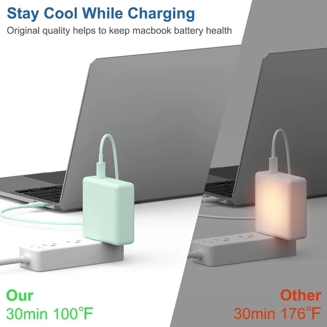 Alt view image 3 of 5 - 10FT Mac Book Pro Air Charger, Long Type C Charging Cable with 96W 87W 61W USB Type C(USB-C) Fast Power Adapter, Compatible with MacBook Air Pro and All USB-C Devices, Green