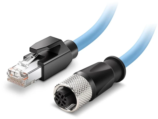 Main image of Eonvic Industrial Ethernet M12 4 Pin Female D Code to RJ45 High Flex Cat6 Shielded Waterproof High-Speed Data Transfer Cable POE PROFINET/EtherNet 30CM