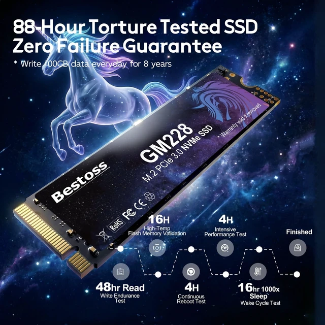 Alt view image 4 of 5 - Bestoss 512GB NVMe M.2 SSD PCIe 3.0 2280 Internal SSD, Up to 2400MB/s