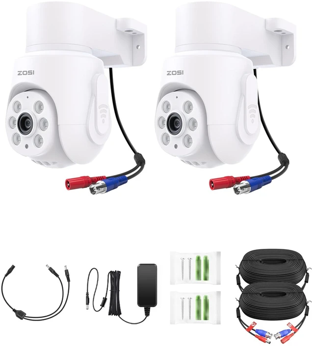 Main image of ZOSI 2 Pack 360View Pan Tilt 1080P Wired Analog HD TVI Security Camera Outdoor Indoor,65ft Night Vision,One-Way Audio,Only Compatible with Same Brand 1080P,5MP and 4K CCTV DVR Systems