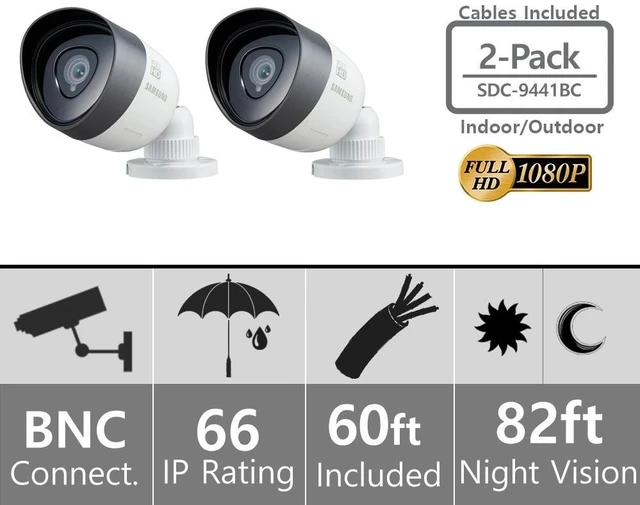Main image of (Set of 2) SDC-9441BC Samsung 1080P Bullet Cameras with 60ft Cables Supported on SDH-C75100, SDH-C75080, and SDH-C74040