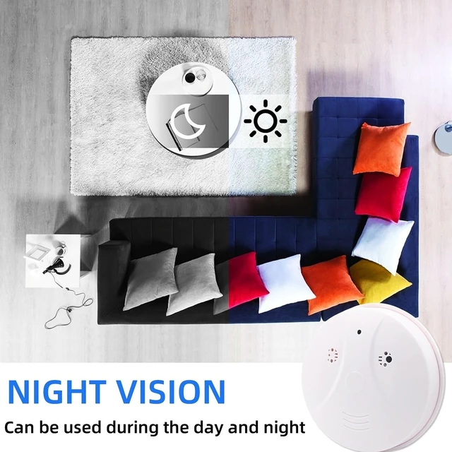 Alt view image 5 of 5 - 1080P HD Wireless Security Camera WiFi Smoke Detector Hidden Camera Spy Camera with Night Vision, Motion Detection and Remote View for Home and Office