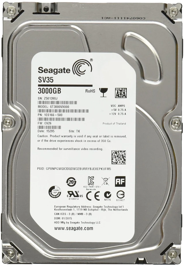 Main image of Seagate SV35 3TB 7200RPM SATA 6-Gb/s 64MB Cache 3.5-Inch Internal Drive for Video Surveillance (ST3000VX000)