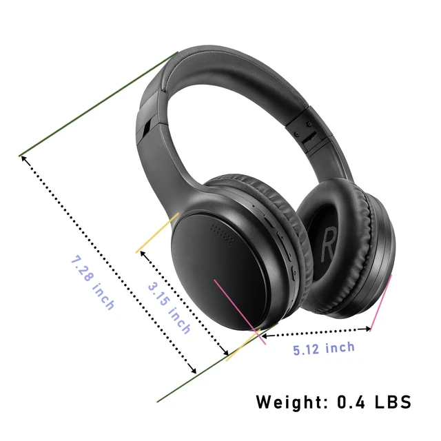 Alt view image 2 of 5 - Bingozones A10 Noise Cancelling Headphones Wireless, Black Bluetooth Headset with Mic, Bluetooth 5.3, HiFi Stereo Sound, Deep Bass, 20+H Playtime, Lightweight On Ear Wired Headphones for Tablet