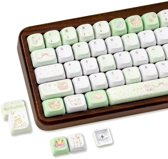 Main image of ZERRIOY Cute Keycaps MDA Profile Custom PBT Green Animal Theme Keycap