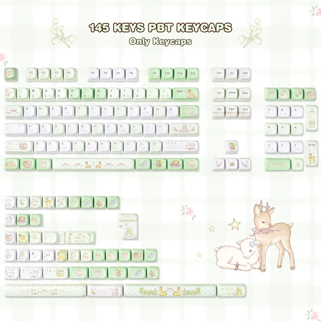 Alt view image 2 of 5 - ZERRIOY Cute Keycaps MDA Profile Custom PBT Green Animal Theme Keycap
