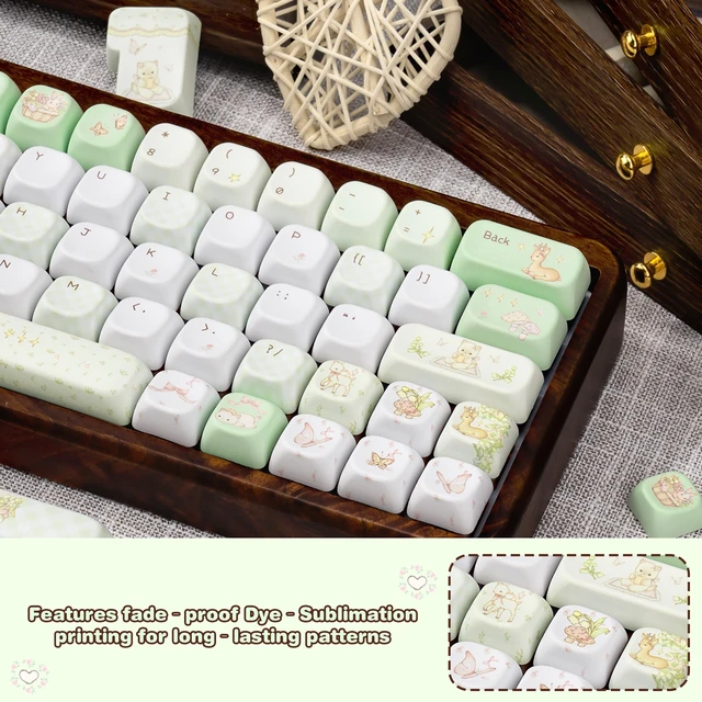 Alt view image 4 of 5 - ZERRIOY Cute Keycaps MDA Profile Custom PBT Green Animal Theme Keycap