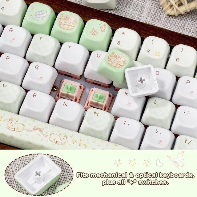 Alt view image 5 of 5 - ZERRIOY Cute Keycaps MDA Profile Custom PBT Green Animal Theme Keycap