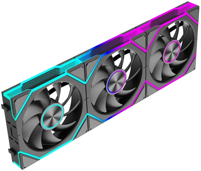 Main image of JEYI 120mm ARGB Case Fan 3-Pack Daisy Chain PWM Forward, Black