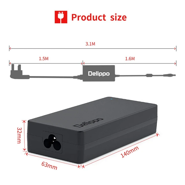 Alt view image 2 of 5 - Delippo 150W 19.5V 7.7A Laptop AC Adapter for Asus ZenBook PRO 15 14 Gaming Laptop A17-150P1A UX580GE UX580GD UX550GD UX550GE F UX550G X570Z Q536 UX450FD X570ZD Q536F