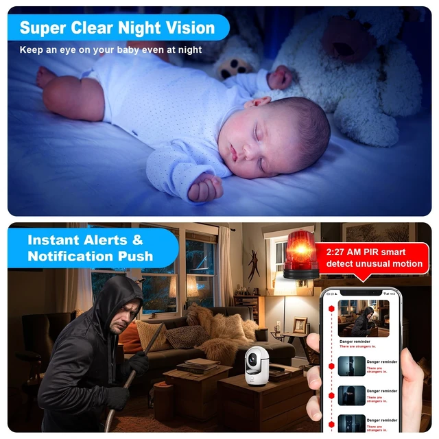 Alt view image 5 of 5 - Cloarks 2K Pan/Tilt Security Camera, WiFi Indoor Cameras for Home Security with AI Motion Detection, Pet/Dog/Baby Camera with Phone App, 2-Way Audio, 24/7, Siren, TF/Cloud Storage