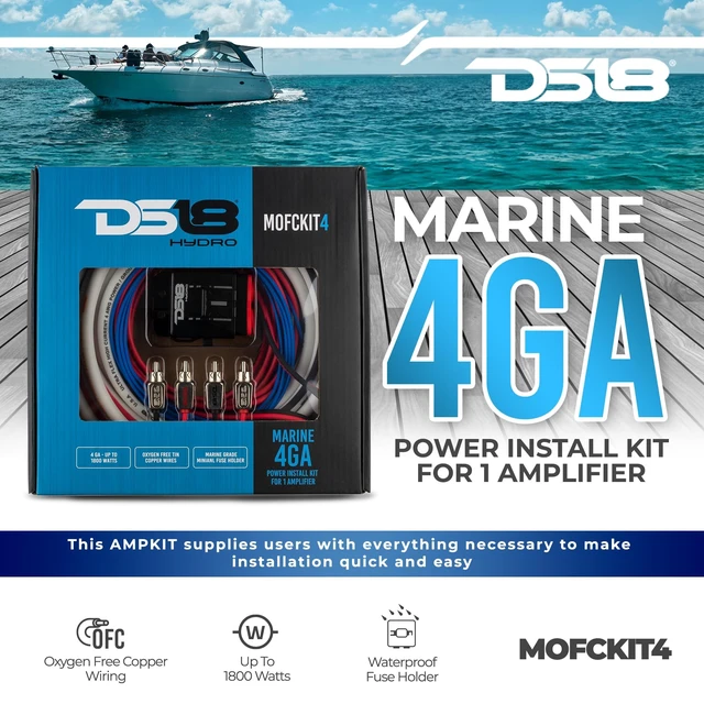 Alt view image 2 of 5 - DS18 Hydro MOFCKIT4 4 Gauge Marine Tinned Amplifier Installation Wiring Kit Up to 1800 Watts, OFC 100% Cooper
